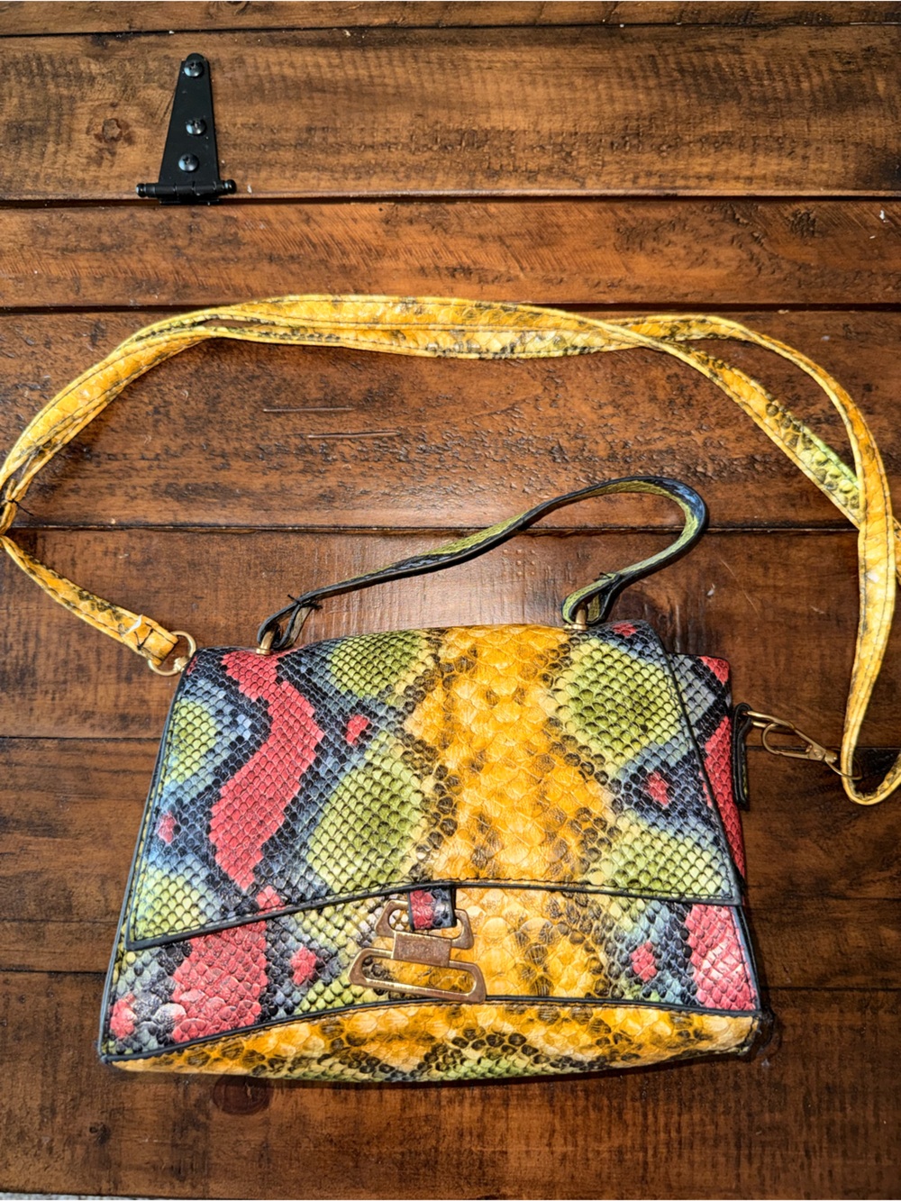 Multicolor Snake-Print Crossbody Bag - Unbranded